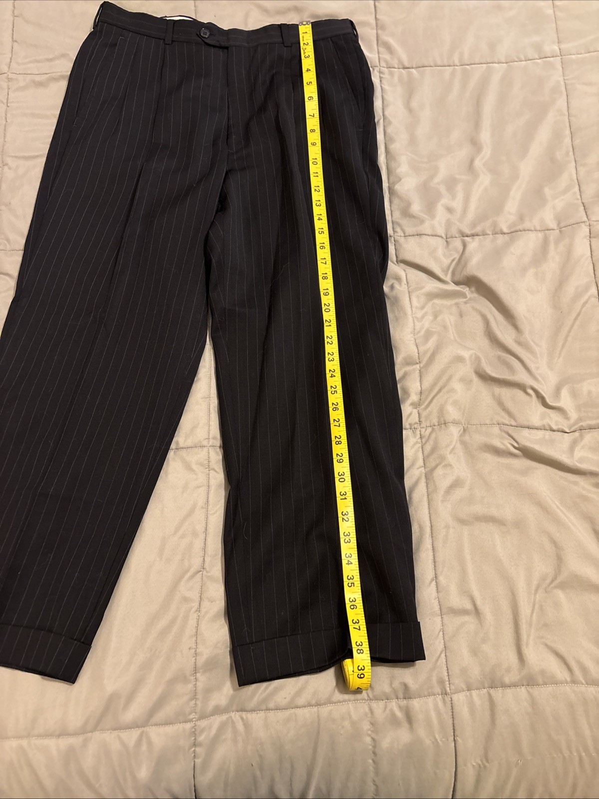 40R 34X28 Gianfranco Ruffini Men’s Black Pinstripe Suit