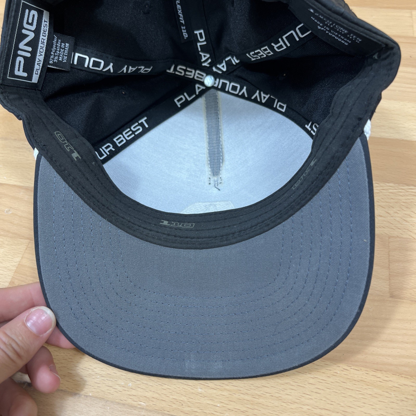 Ping PLAY YOUR BEST Golf Hat Cap Black Adjustable ONE TEN flexfit TECH