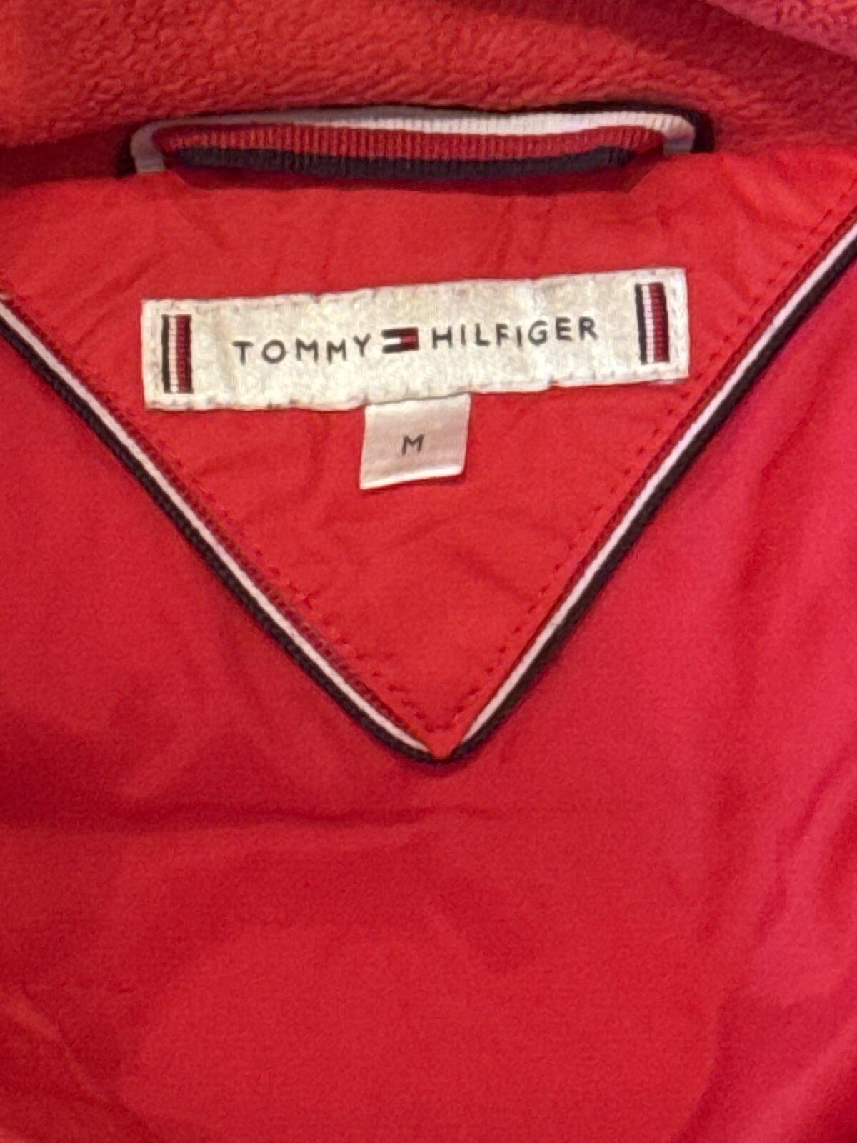 Tommy Hilfiger Red Hooded Puffer Coat with Faux Fur Trim