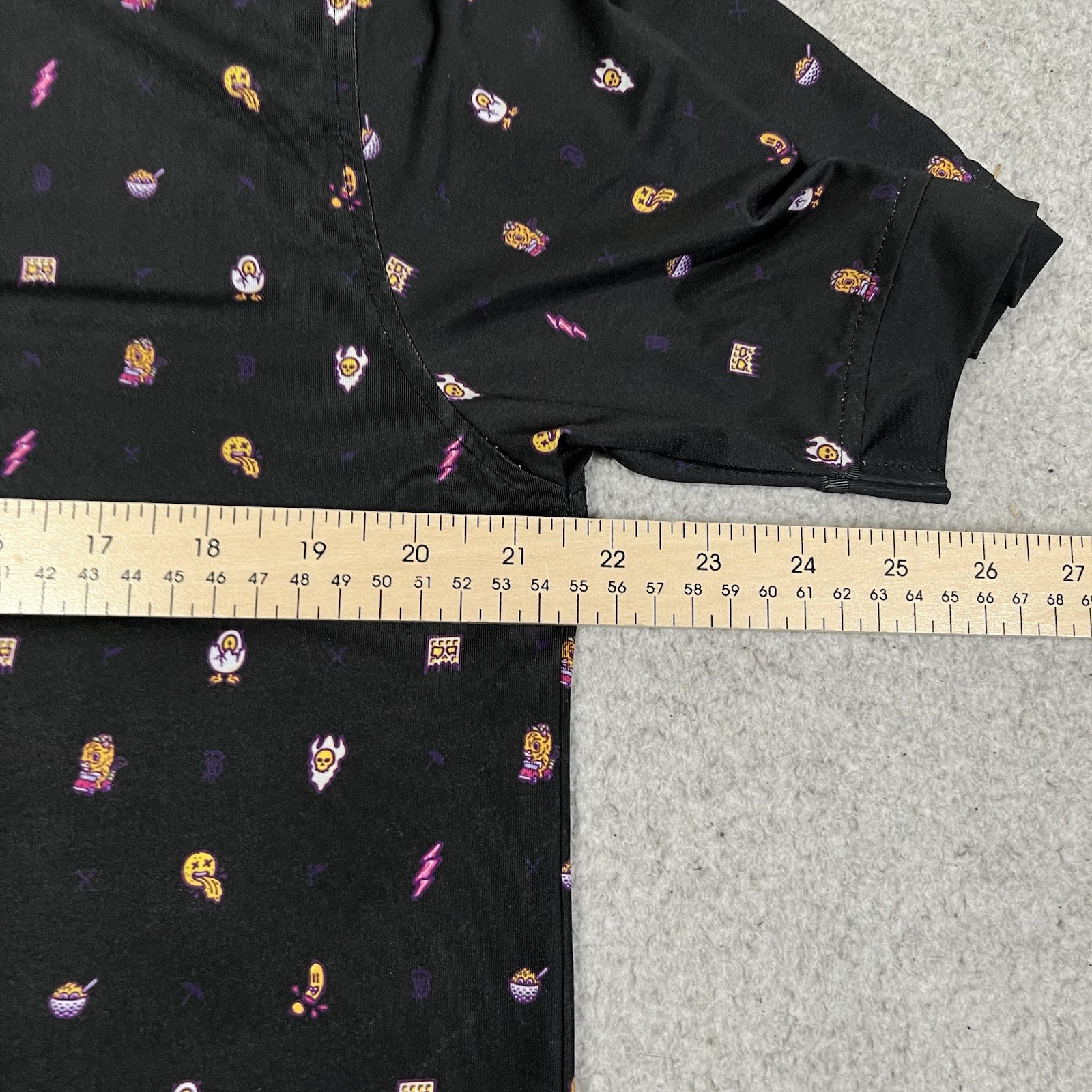 Waggle Polo Shirt Mens L Black All Over Print Performance Golf Stretch AOP