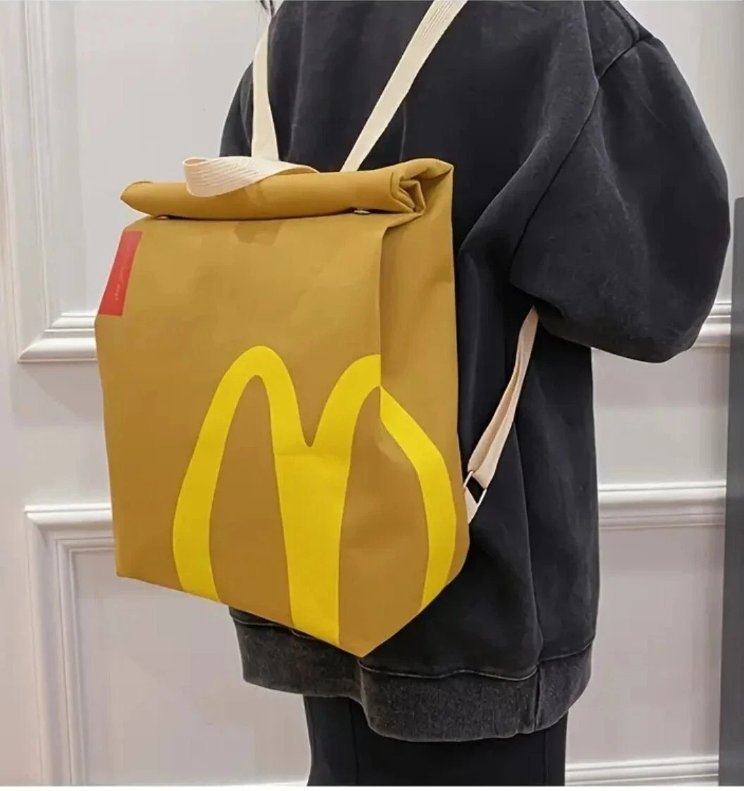 Classic Retro 90s Y2K McDonald’s Paper Bag Canvas Backpack Rucksack Purse