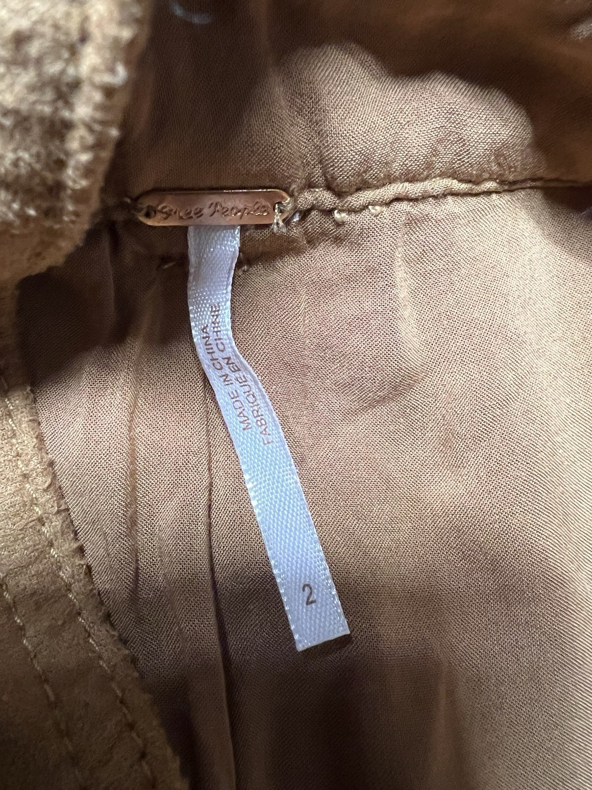 FREE PEOPLE Pants Womens Sz 2 Camel Nightfall Fx Suede High-Waisted Paperbag NWT