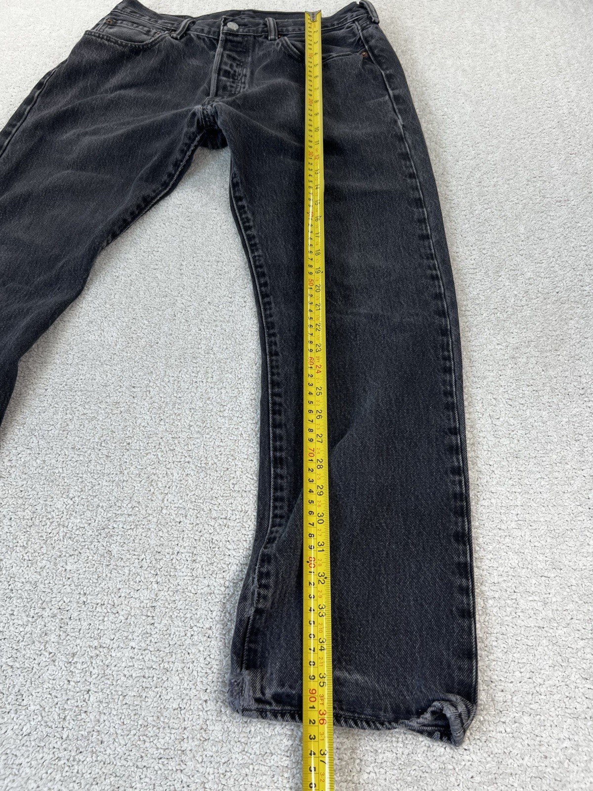 Levis 501 Original Fit Washed Black Jeans Mens 32 Button Fly Denim SKU 0050