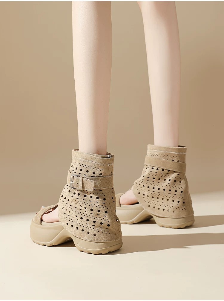 Womens Lady Hollow Out Buckle Gladiator Beach Sandals High Heels Platform Shoes