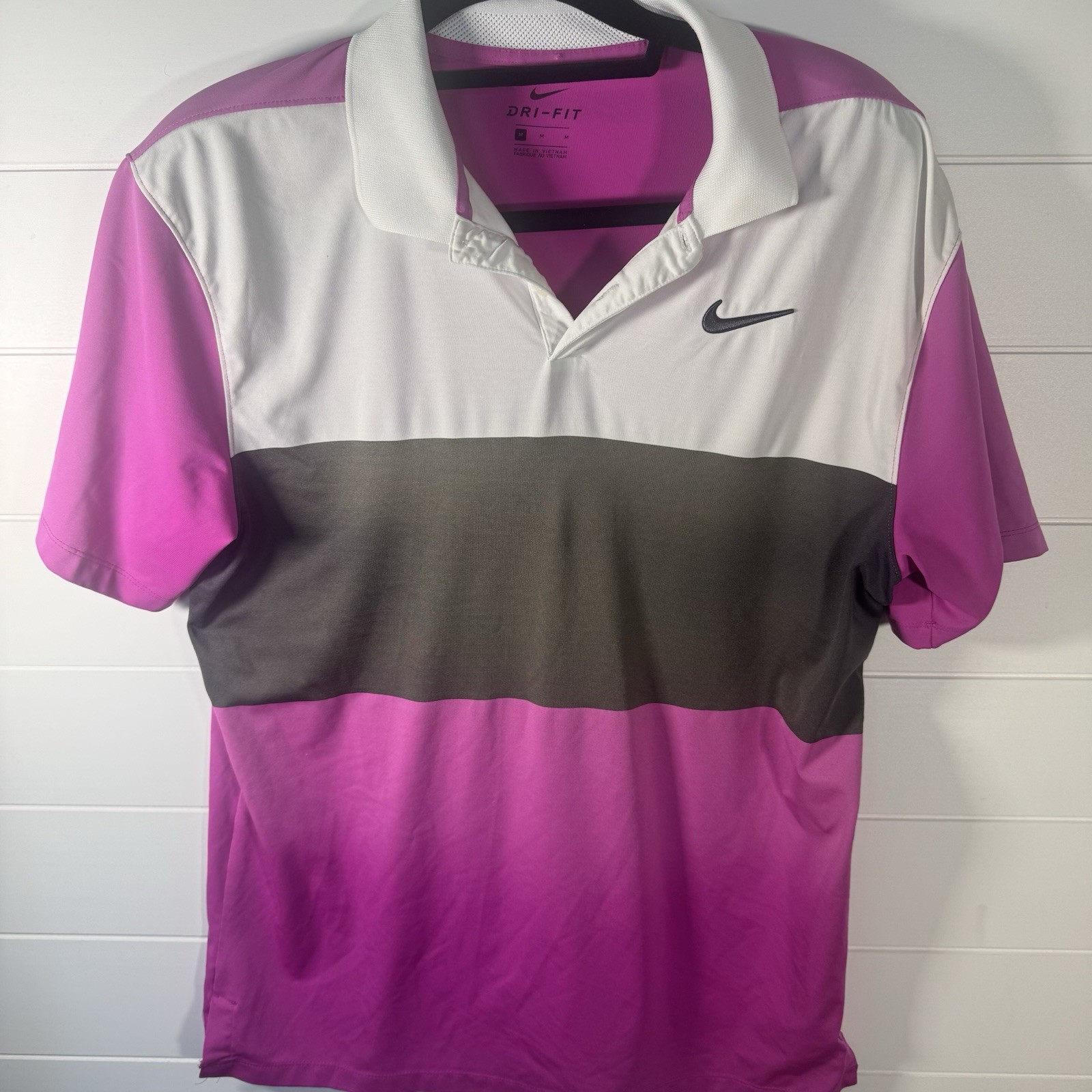 Nike Golf Polo Shirt Mens Medium Dri-Fit Colorblock Performance Tech Blend