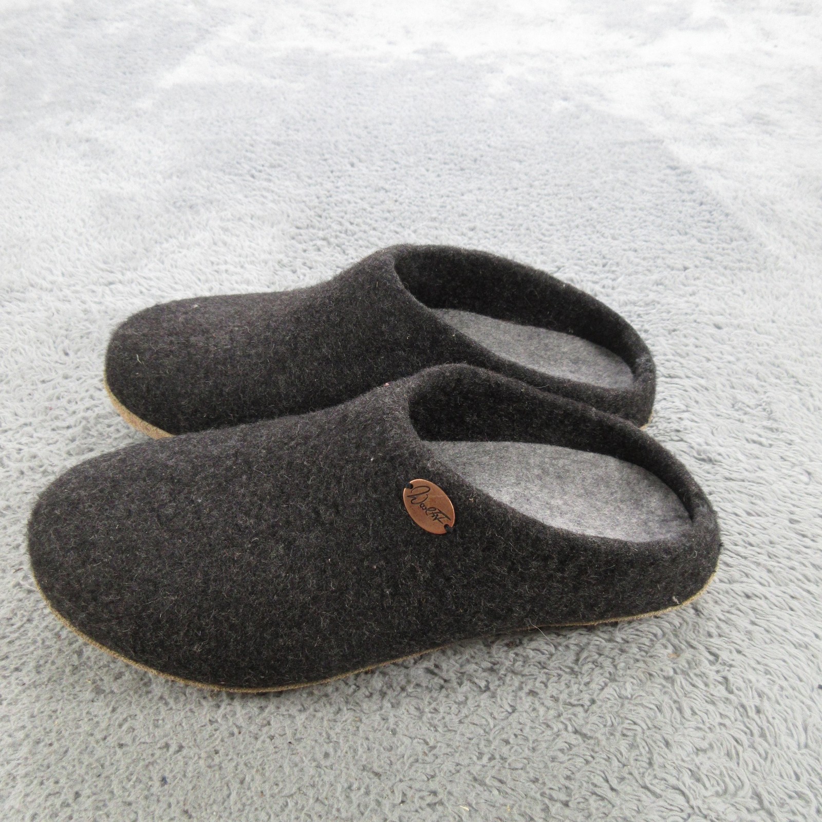 Woolfit Slippers Womens Size 8 Gray Wool Felt Clog Slip On House Shoes Comfort