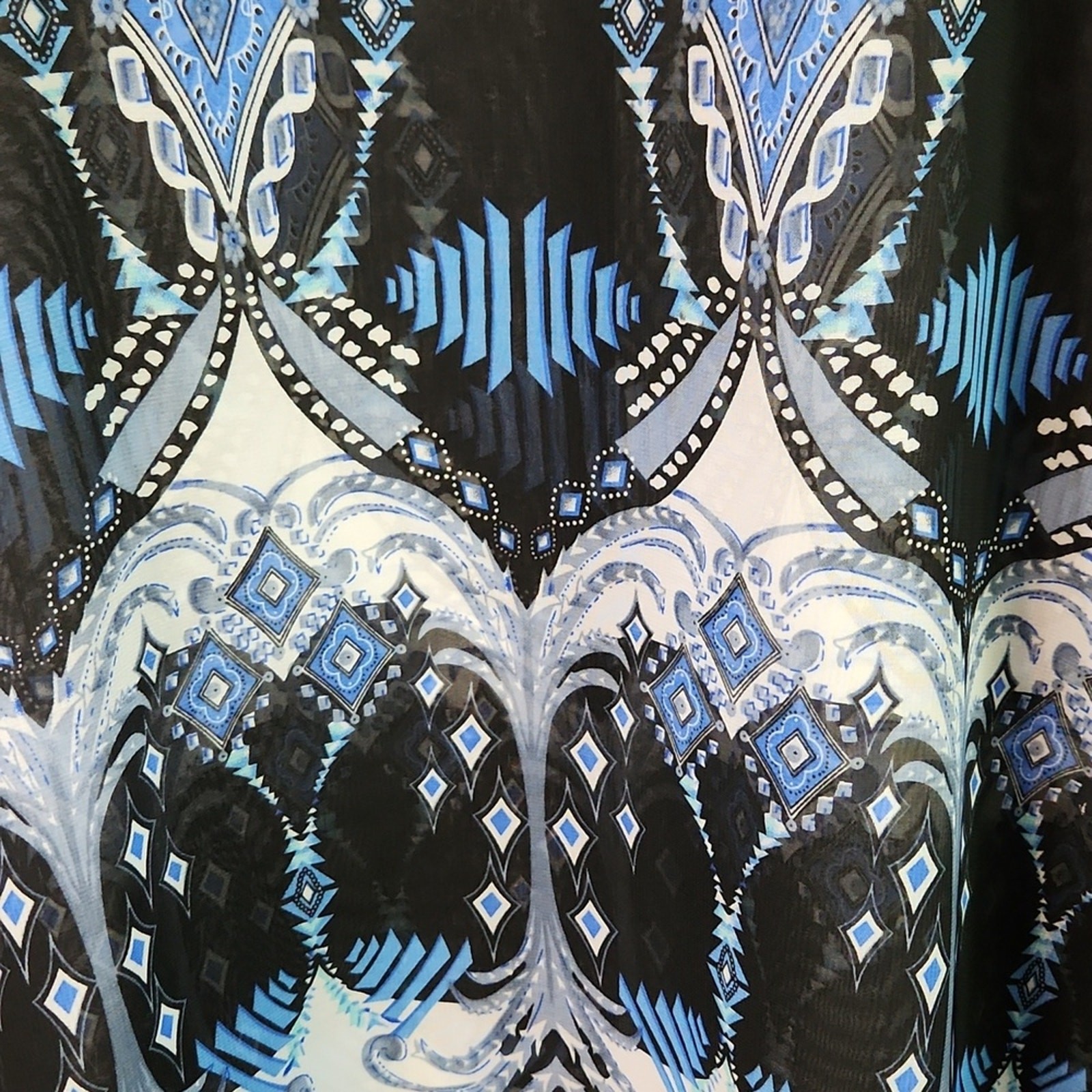 Arianna By Howards Multi-Colored Blouse OS Sheer Cold Shoulder Boho Abstract