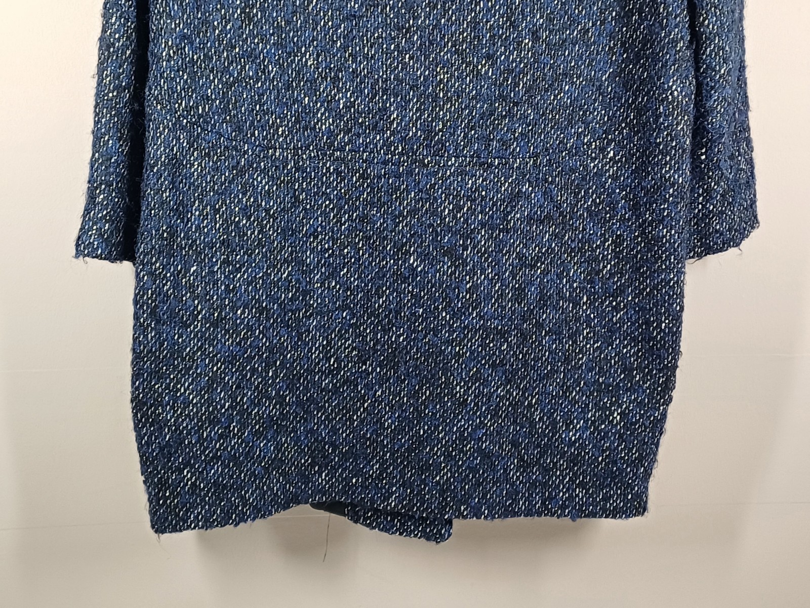 Jaeger Overcoat Womens Medium Navy Blue Virgin Wool Alpaca Blend Double Breasted