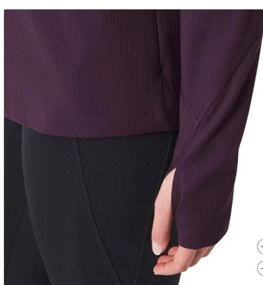 Mondetta Women’s Active Ribbed 1/2 Zip Top, Purple, Size XL