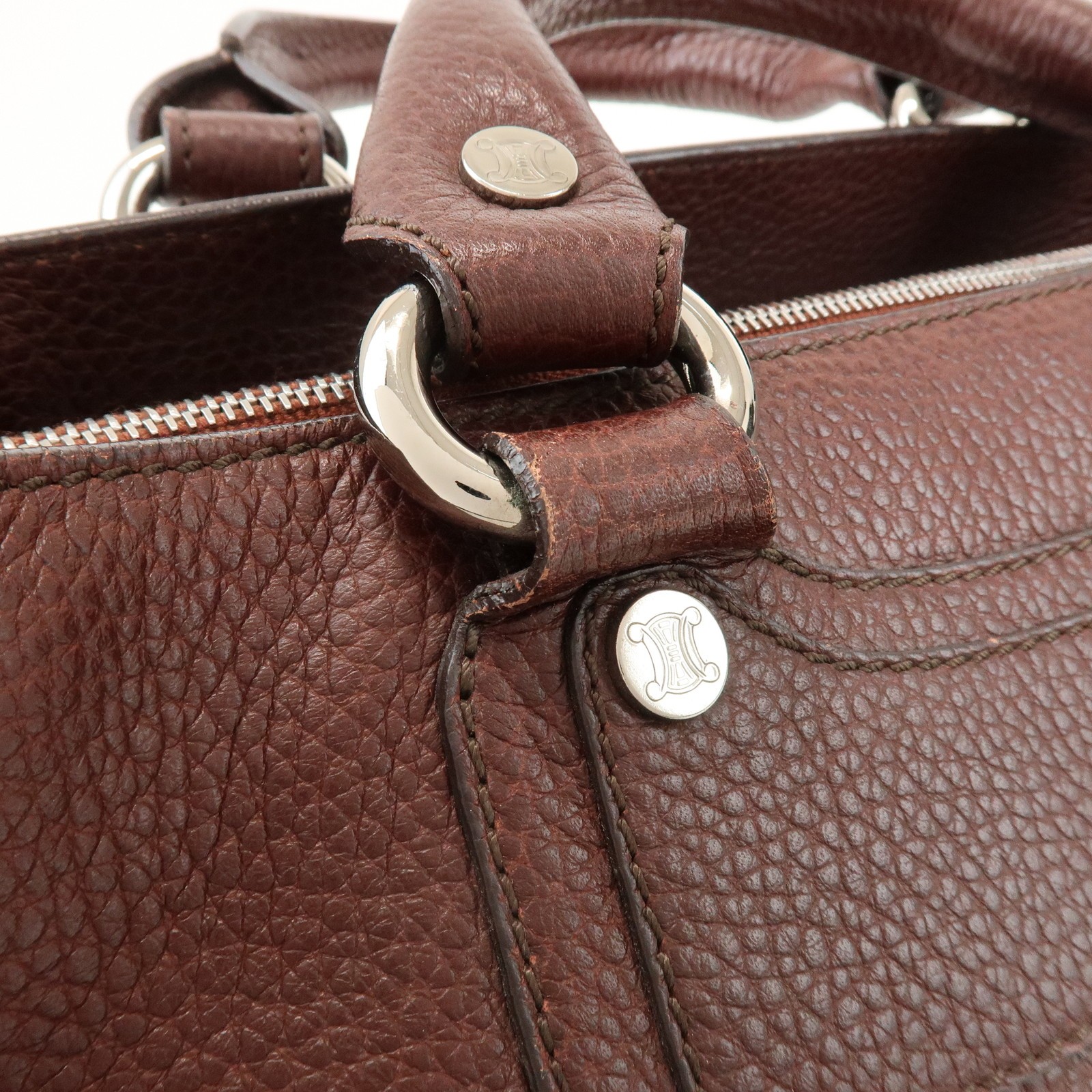 CELINE Leather Boogie Bag Hand Bag Tote Bag Brown Authentic Used F/S