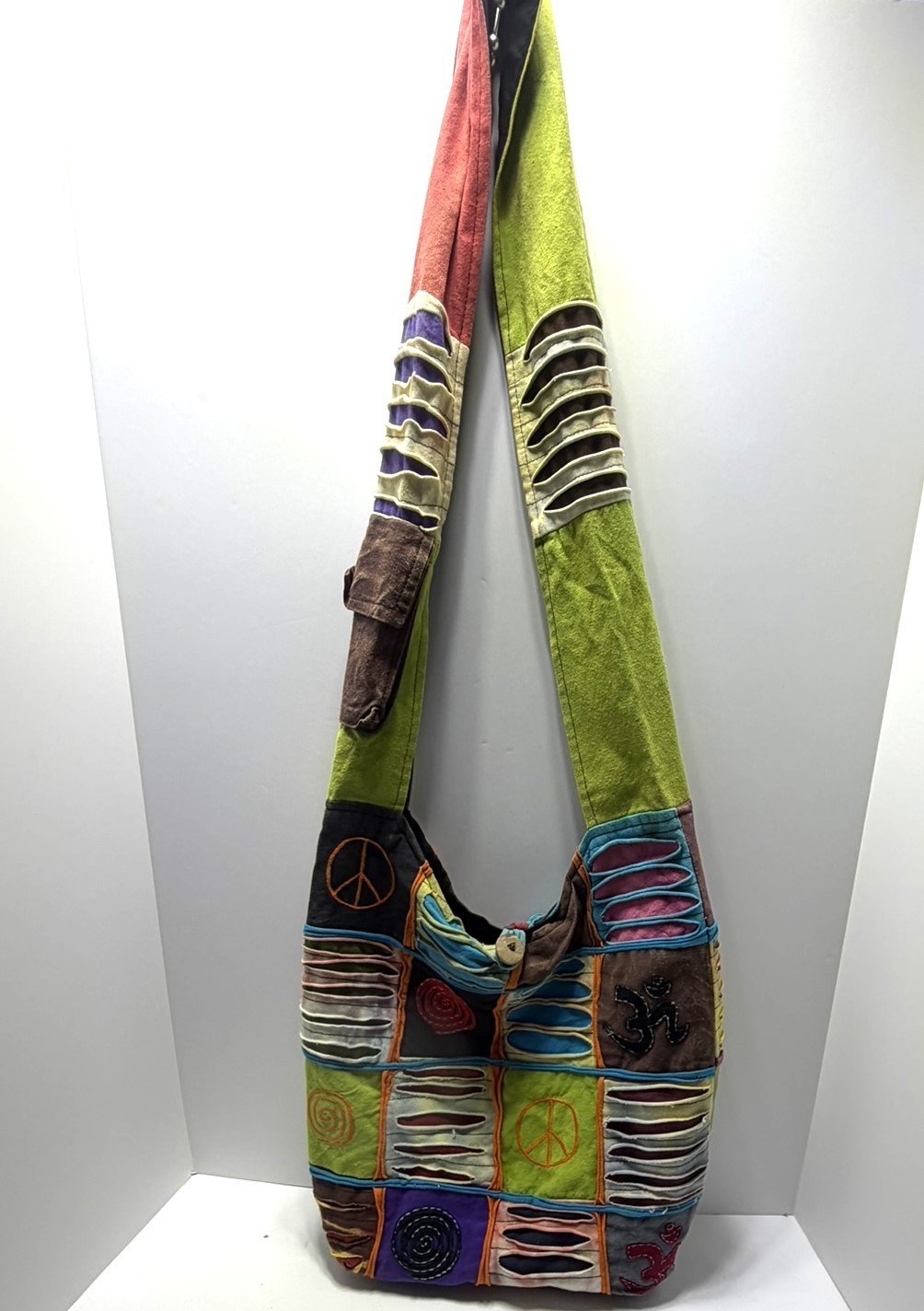 Hobo Bag Nepal Patchwork Hippie Boho Shoulder Purse Y2K Peace 100% Cotton