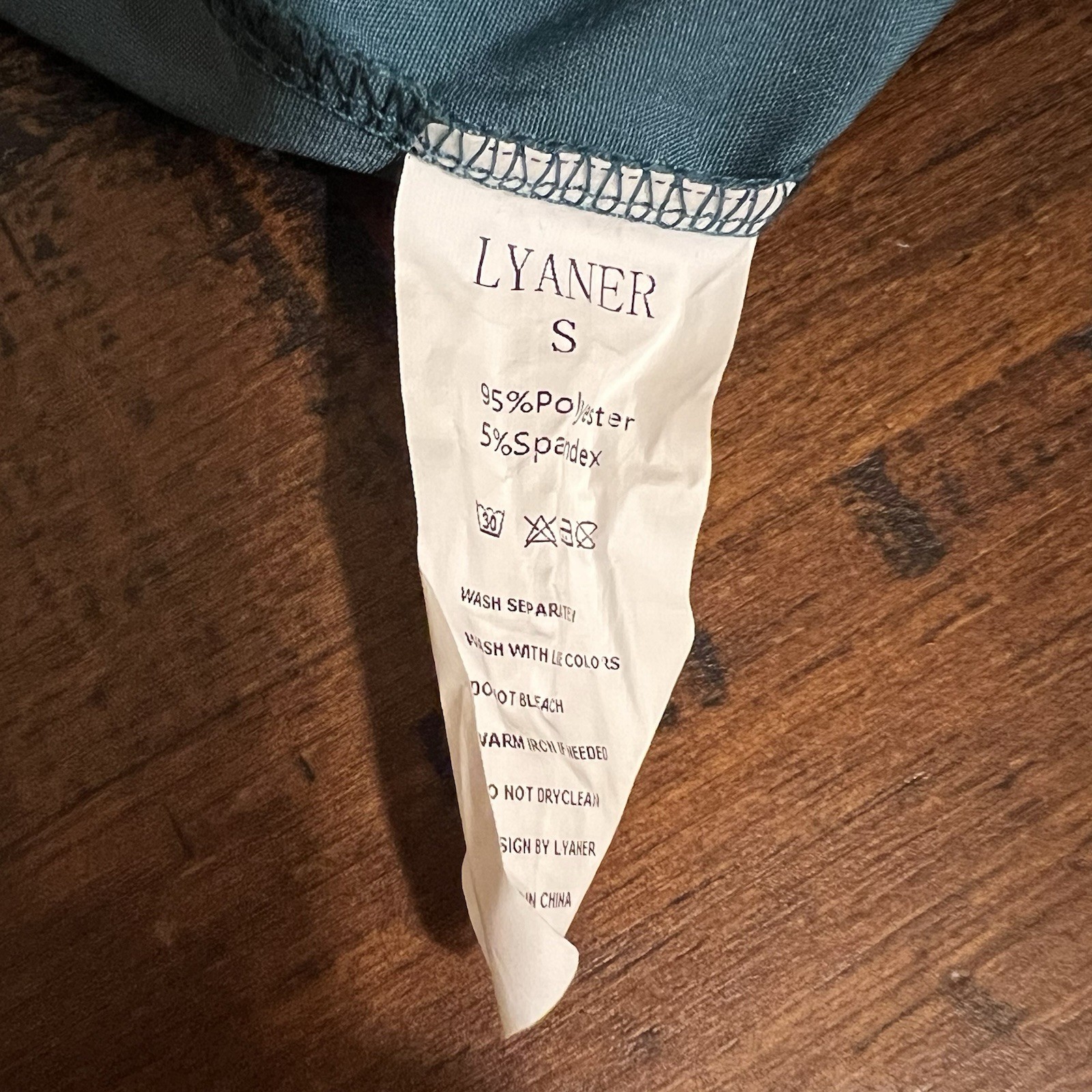 LYANER Teal V-Neck Crop Blouse Ruffle Sleeves Side Tie Detail – Size S Small