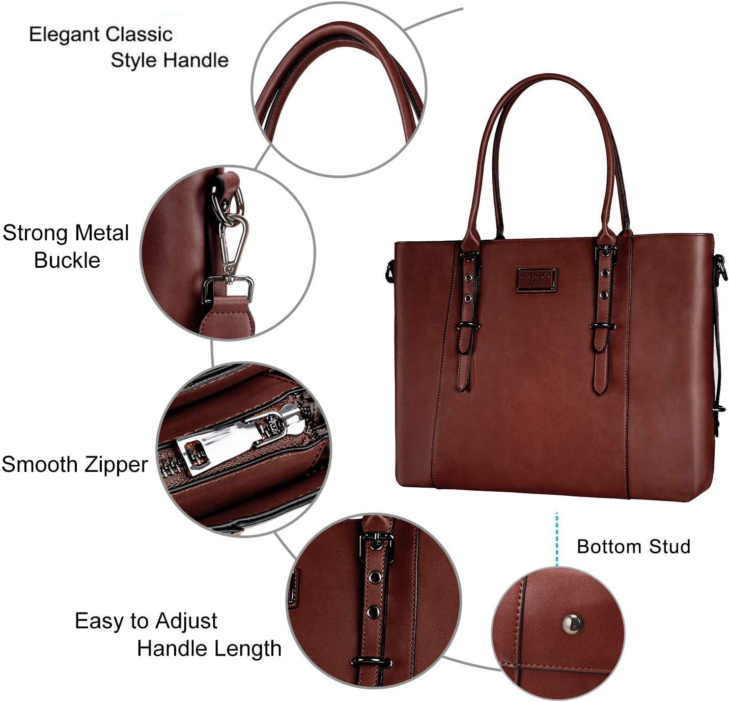 PU Leather Laptop Tote Bag 13.3 15 16 17 17.3 inch for Women Messenger Handbag