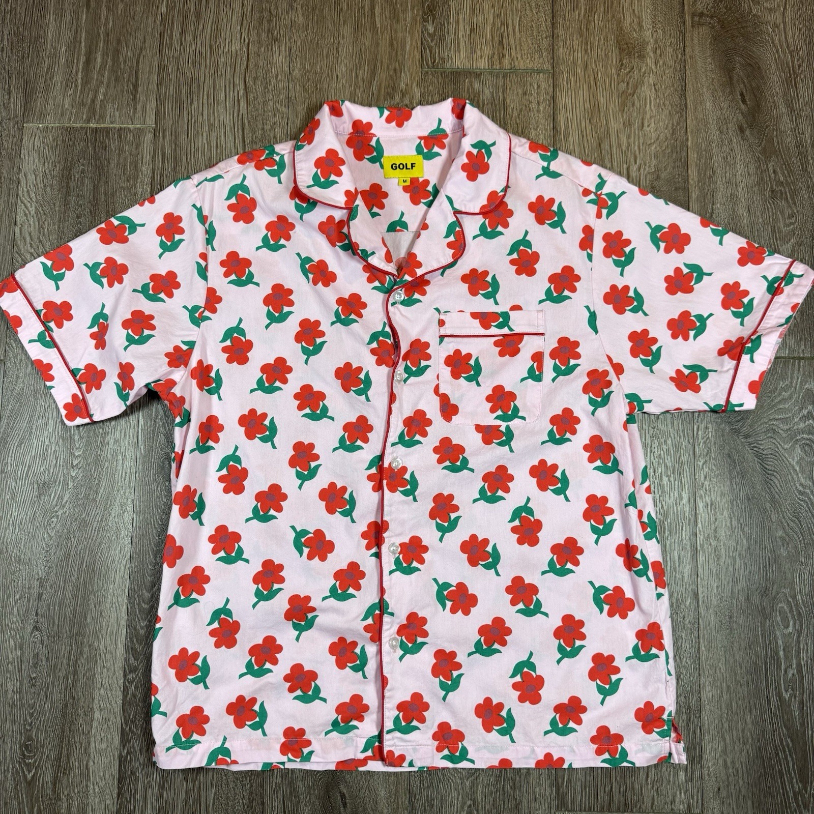 GOLF Wang Men’s Floral Print Pink Button-Front Shirt and Pant Set Medium