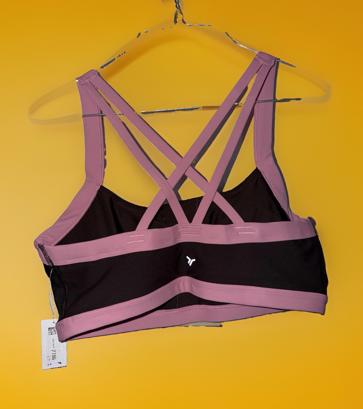 Women’s Pink Brown Strappy Sports Bra Workout Activewear Size Medium