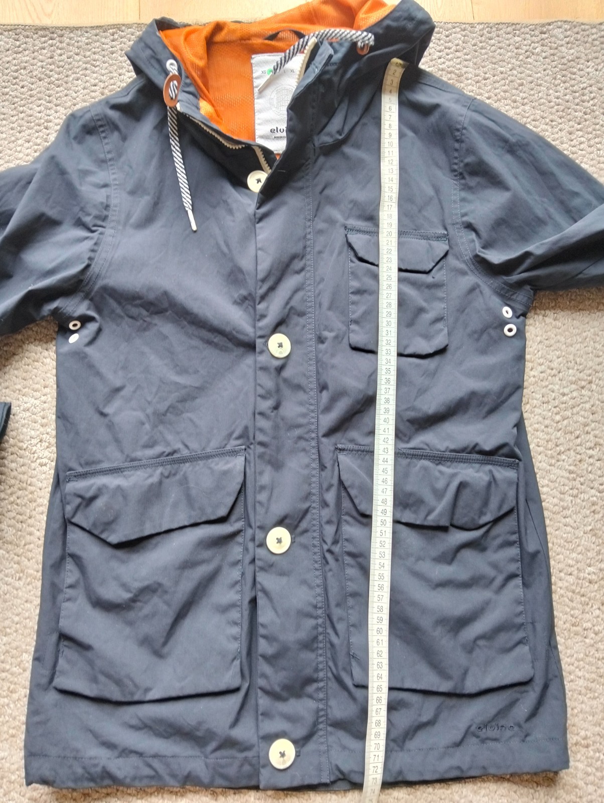 Elvine Bentley Jacket Men’s Size S Navy Blue Hooded Lightweight Parka Sweden