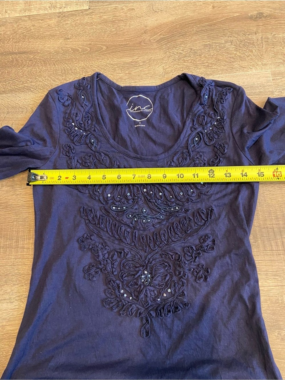 INC Modal Long Sleeve Beaded Tunic Shirt Flare Sleeves NWT Small