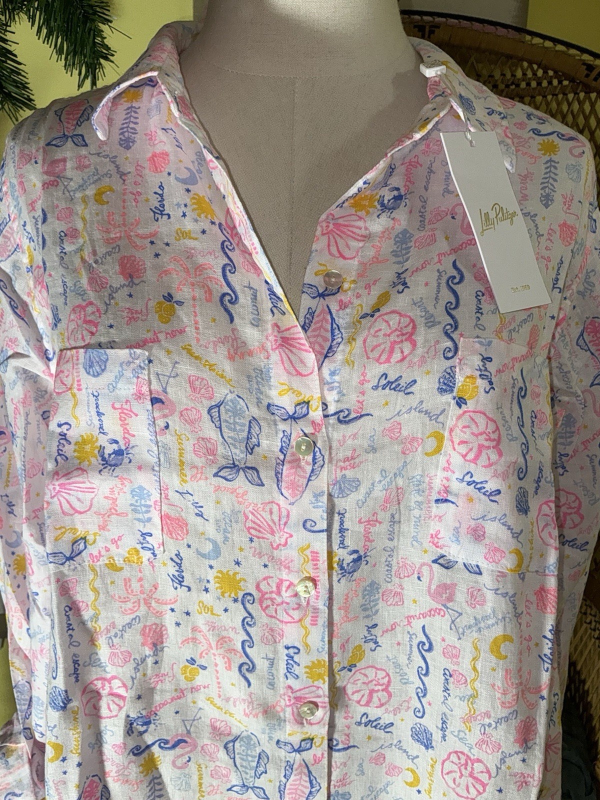 Lilly Pulitzer NWT Sea View Button Down Top Summer Serenade Size L,XL,XXL