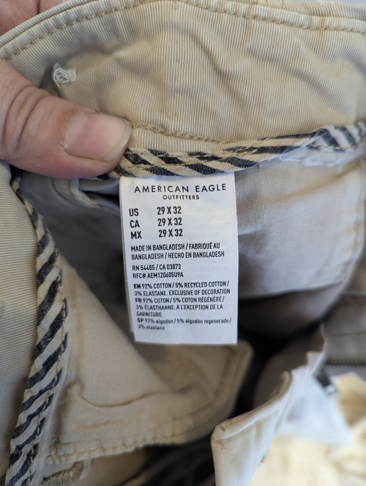 American Eagle Outfitters Slim Fit Beige Stretch Twill Chino Pants Mens 29×32