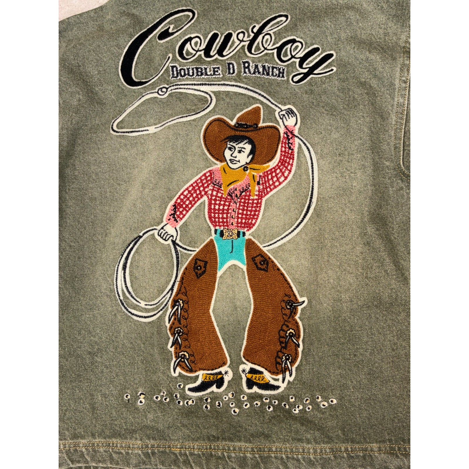 Double D Ranch Green Jacket – S – Embroidered Cowboy Western Boho Americana
