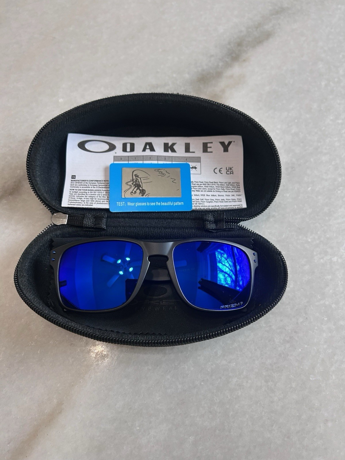 Oakley Holbrook Polarized Sunglasses Blue Lens Matte Black Frame OO9102