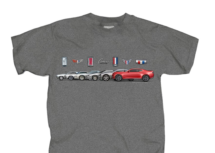 Camaro Band Collage Camaro Thru The Year Muscle Car Graphic Unisex T-Shirt