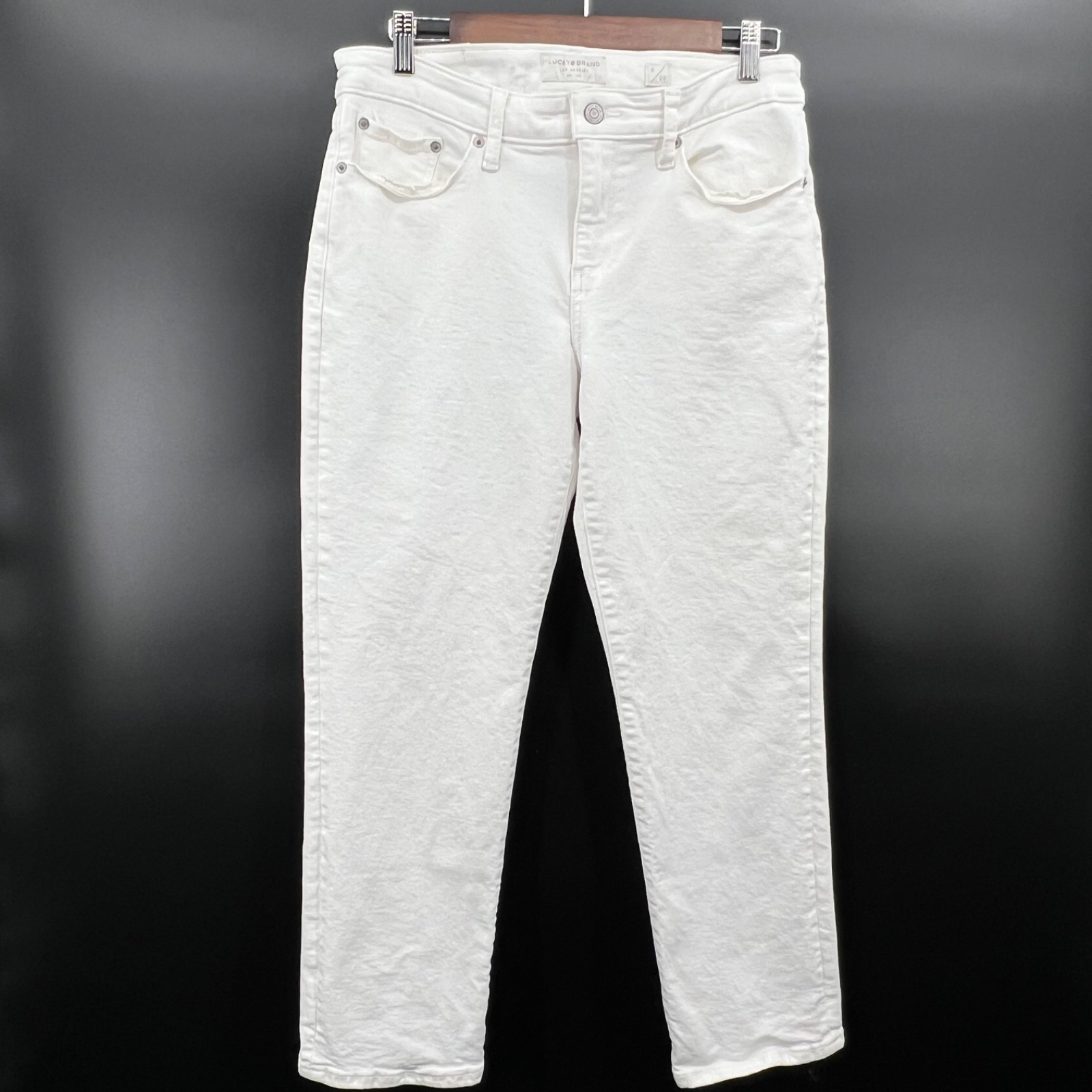 Lucky Brand Women White 5 Pocket Mid Rise Straight Jeans Size 8/29 Length 26 in