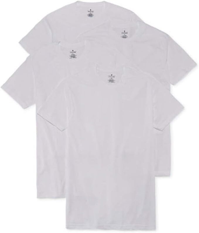 Stafford Mens Crewneck Undershirts White Large 4-Pack 100% Cotton Heavyweight NW