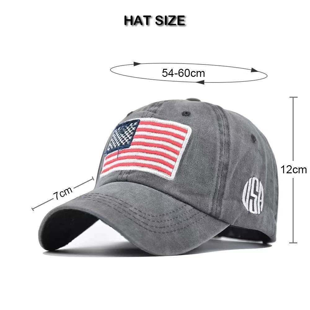 Men’s American-Flag Embroidered Washed Cotton Baseball-Cap Distressed Dad-Hat…