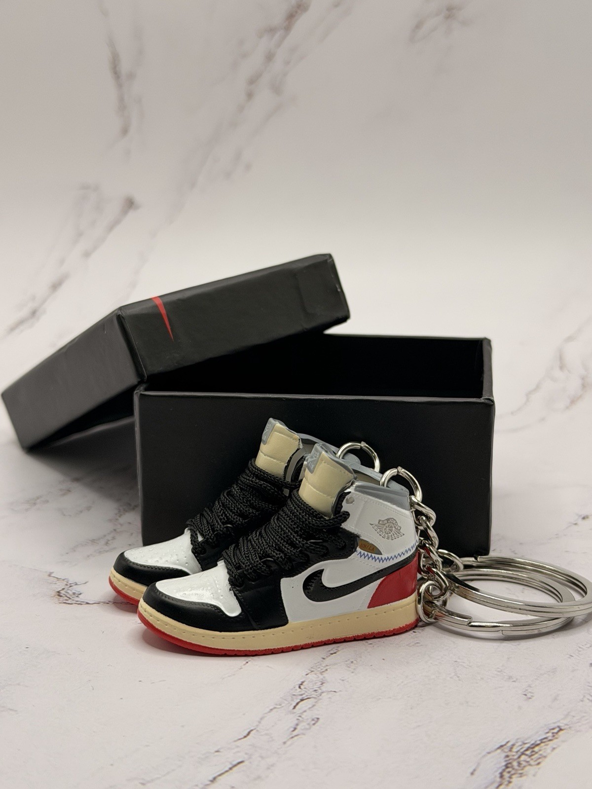 3D Nike Jordan 1 X Union Black Handmade Keychain Set Box Gift Designer Sneaker