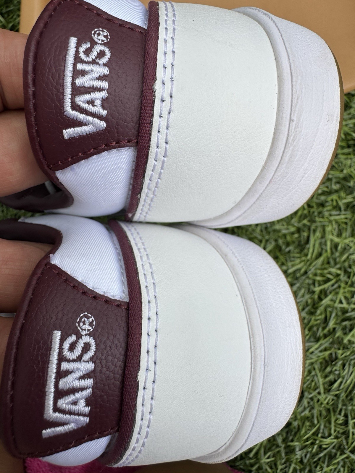 Vans Lowland CC Serio White Burgundy Gum Shoes Men 5 Women 6.5