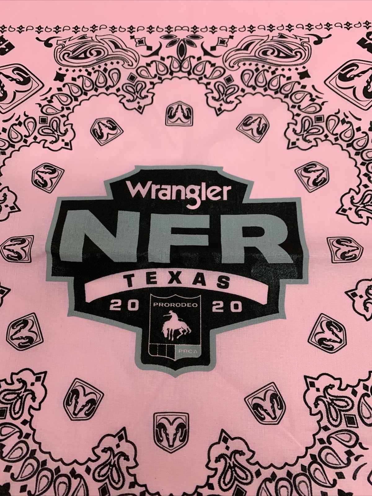 Ram Dodge Wrangler NFR ProRodeo PRCA Texas 2020 Pink Bandanna 22″ X 21 .5”