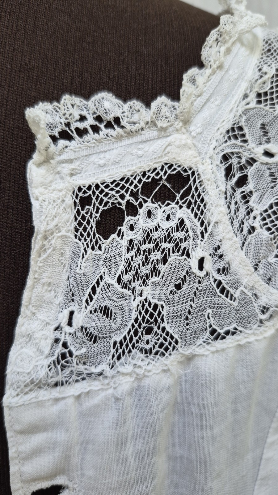 Antique 1900’s White Cotton & Lace Princess Petticoat Slip Dress – Size XXS