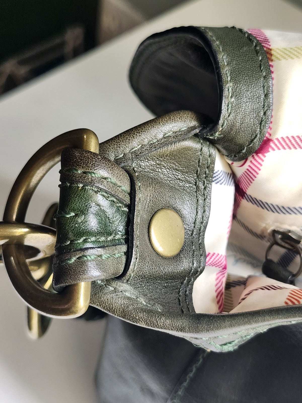 Y2K Coach Bleecker Tattersall Large Flap Shoulder Bag Green F0769-11419 Vintage