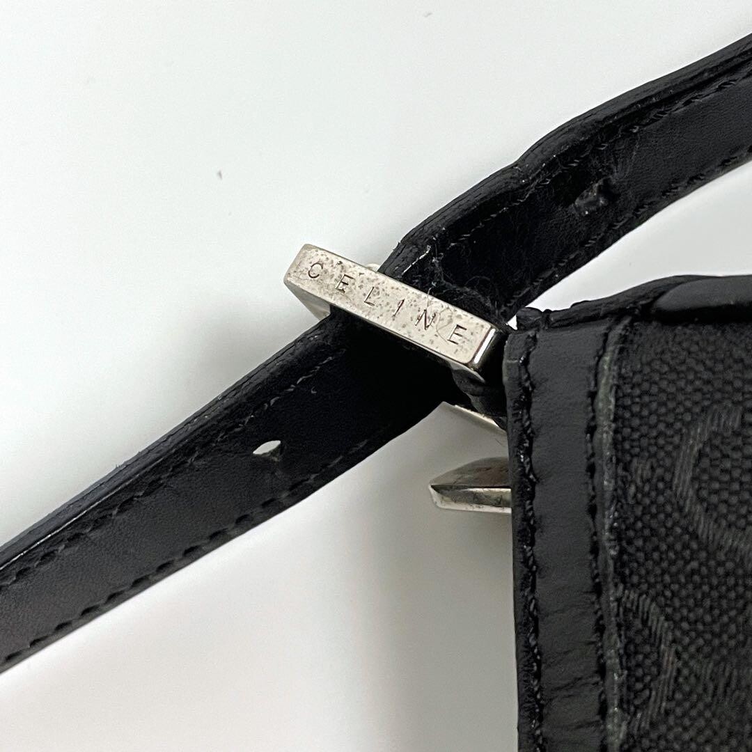 CELINE Shoulder Bag Pouch Pochette C Macadam Leather Vintage Auth From Japan