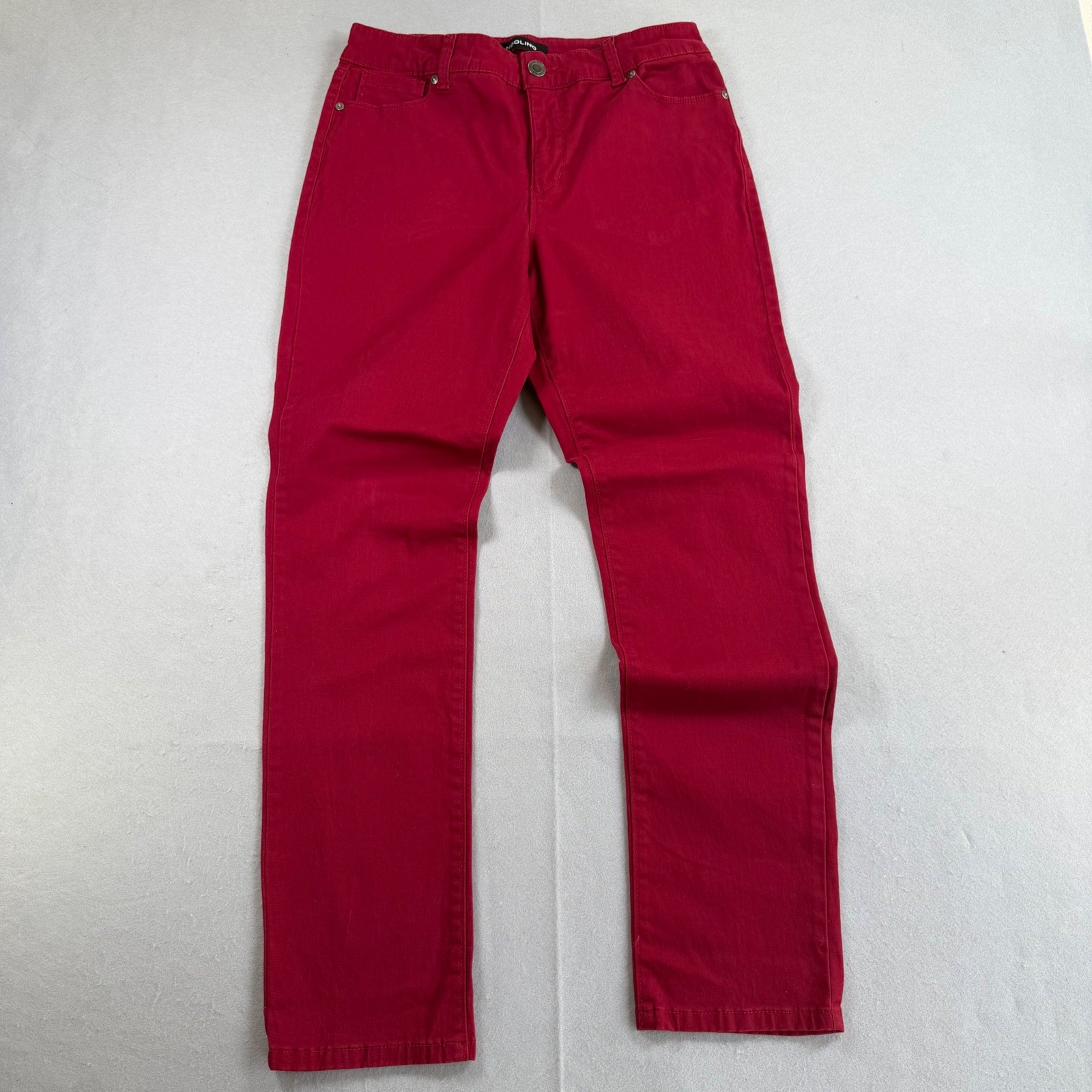 Bandolino Amy Red Straight Leg Pants Womens 6 Stretch Mid Rise 5 Pocket Trousers