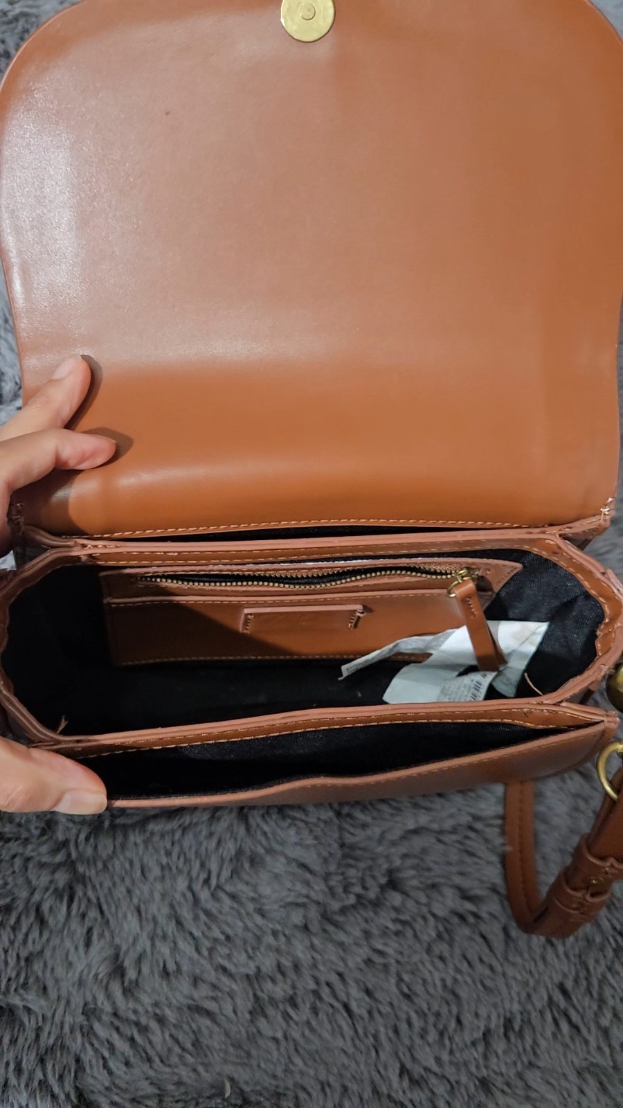 Zara Brown Small Shoulder Bag Magnetic Flap Zip, Adjustable Strap, Pockets
