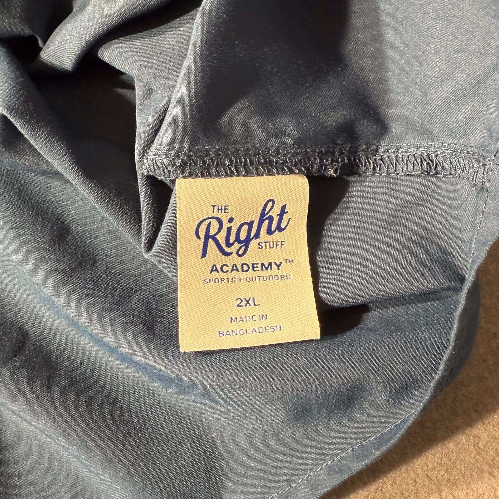 Academy Sports Shirt “The Right Stuff” Vintage Logo Fishing Camping 2XL Blue
