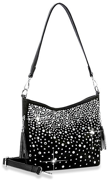 Glamorous Rhinestone Hobo Crossbody Sling Bag Women Sparkly Ombre Tassel Purse