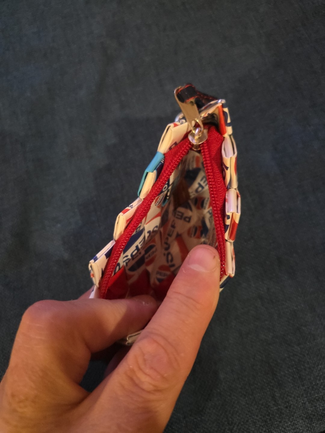 Pepsi Branded NAHUI OLLIN Candy Wrapper Coin Purse Red White Blue handmade Small