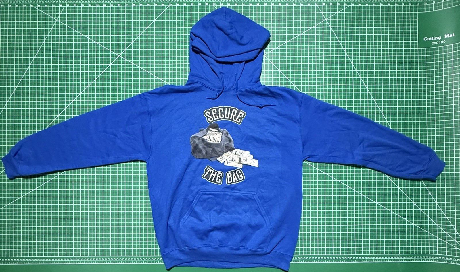 Gildan Heavy Blend Blue Pullover Hoodie Fleece Men’s Size M Secure The Bag
