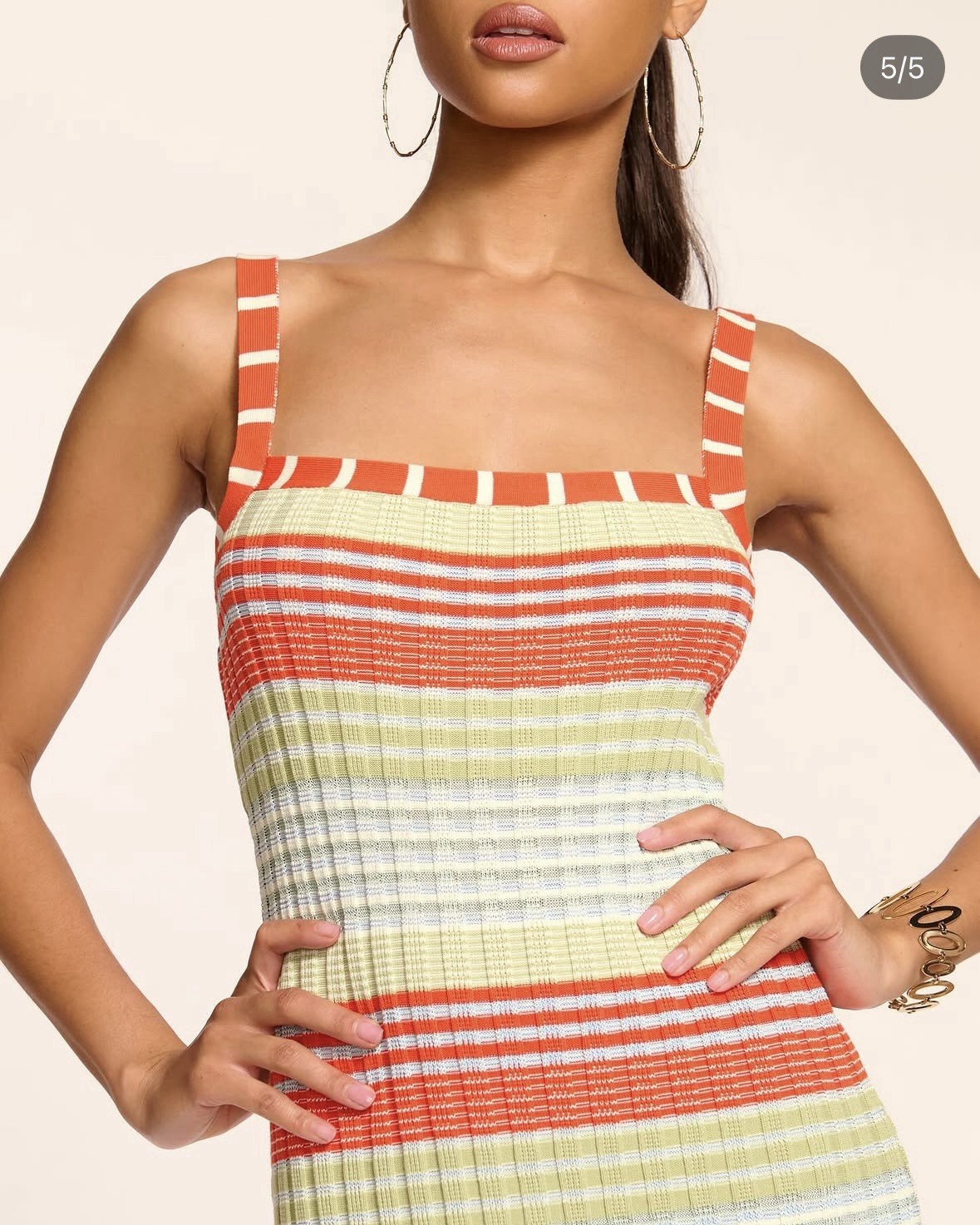 Ramy Brook Cheval Striped Square Neck Dress, Size XXS