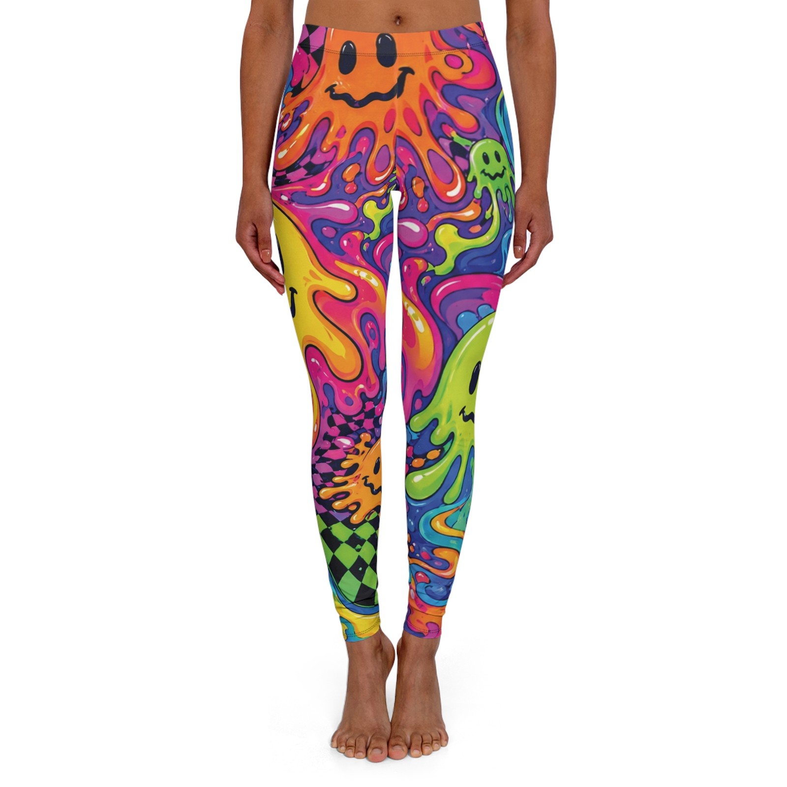Colourful Psychedelic Pattern Leggings Neon Slime Art Rave Festival Leggings