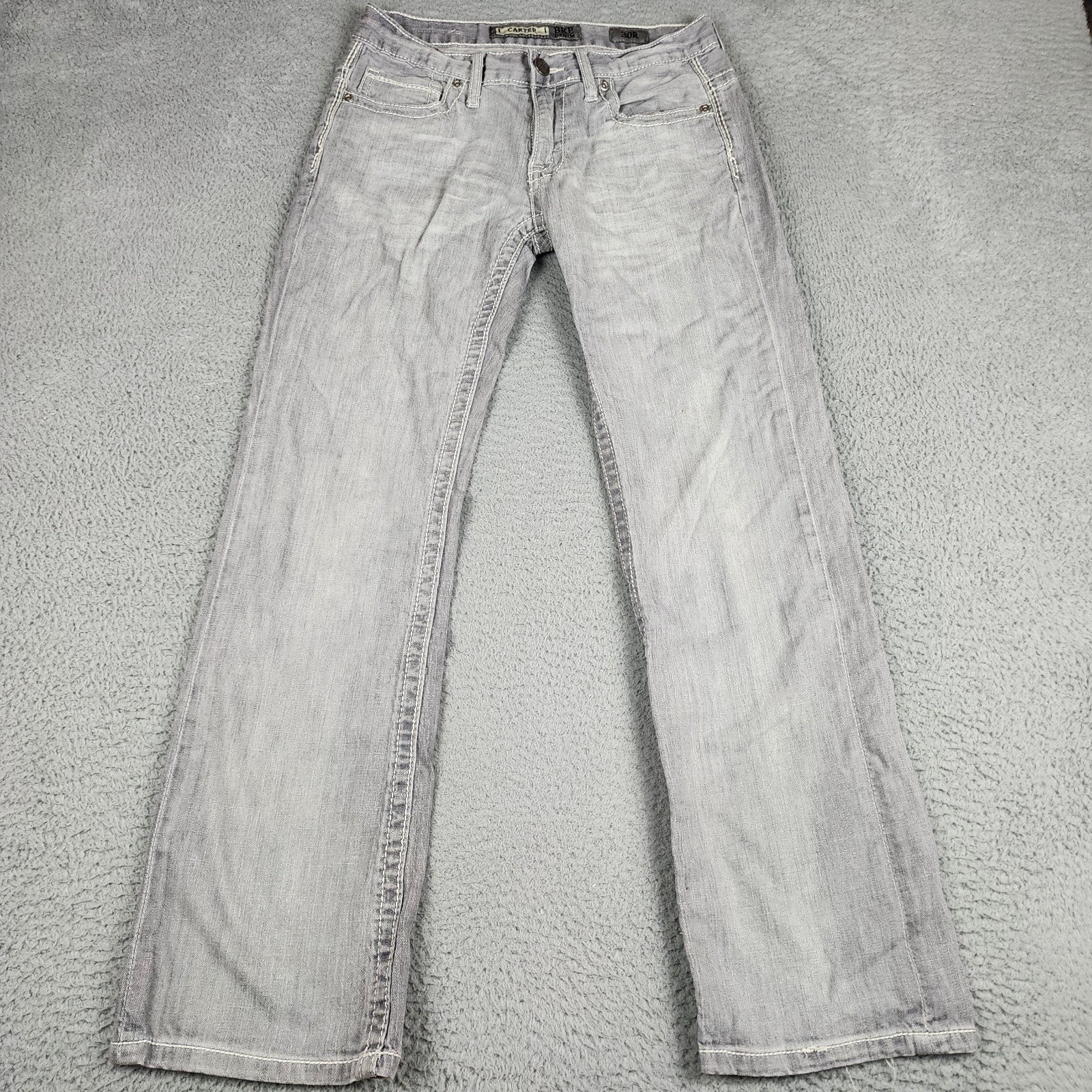 BKE Jeans Mens 30 Gray Carter Straight Demin Pants Faded Casual