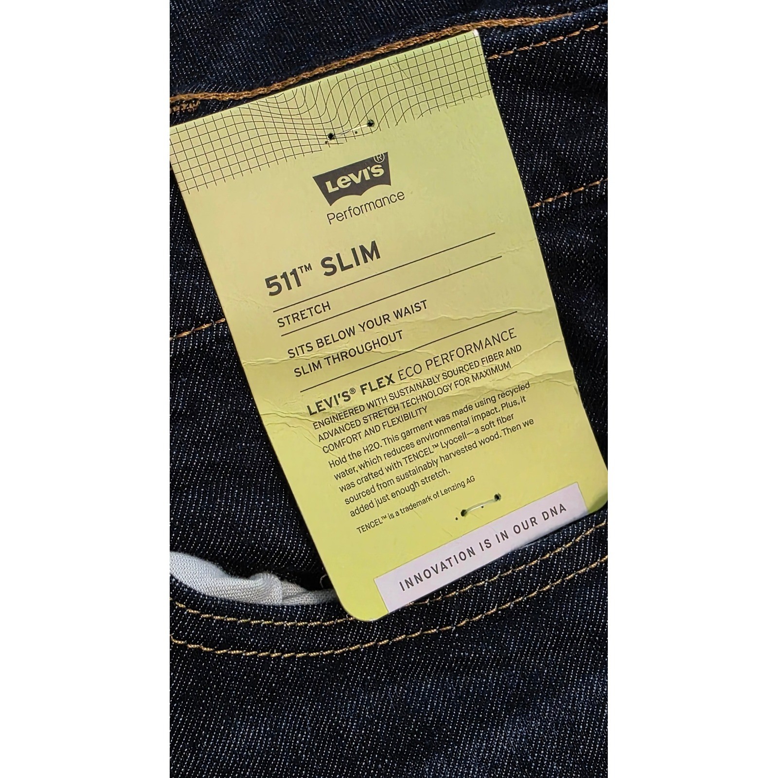 Levis 511 Slim Fit Stretch Jeans Men’s 42×32 Dark Indigo Blue NEW