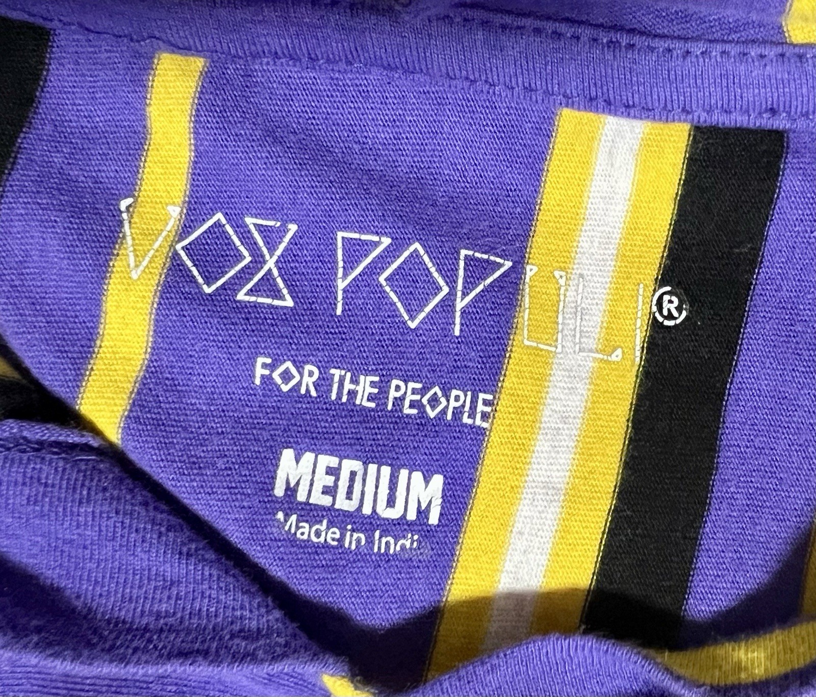 Clout Hooded Tshirt Medium Short Sleeve Purple Yellow Striped Vox Populi