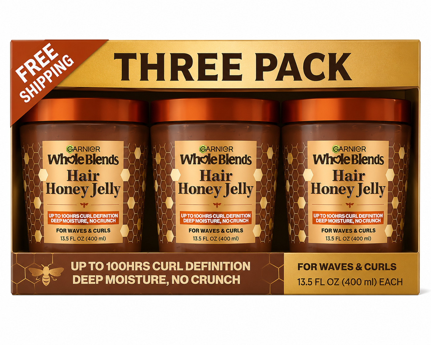 Garnier, Whole Blends Honey Treasures Curl Jelly Treatment, 13.5 Fl Oz 3 PACK