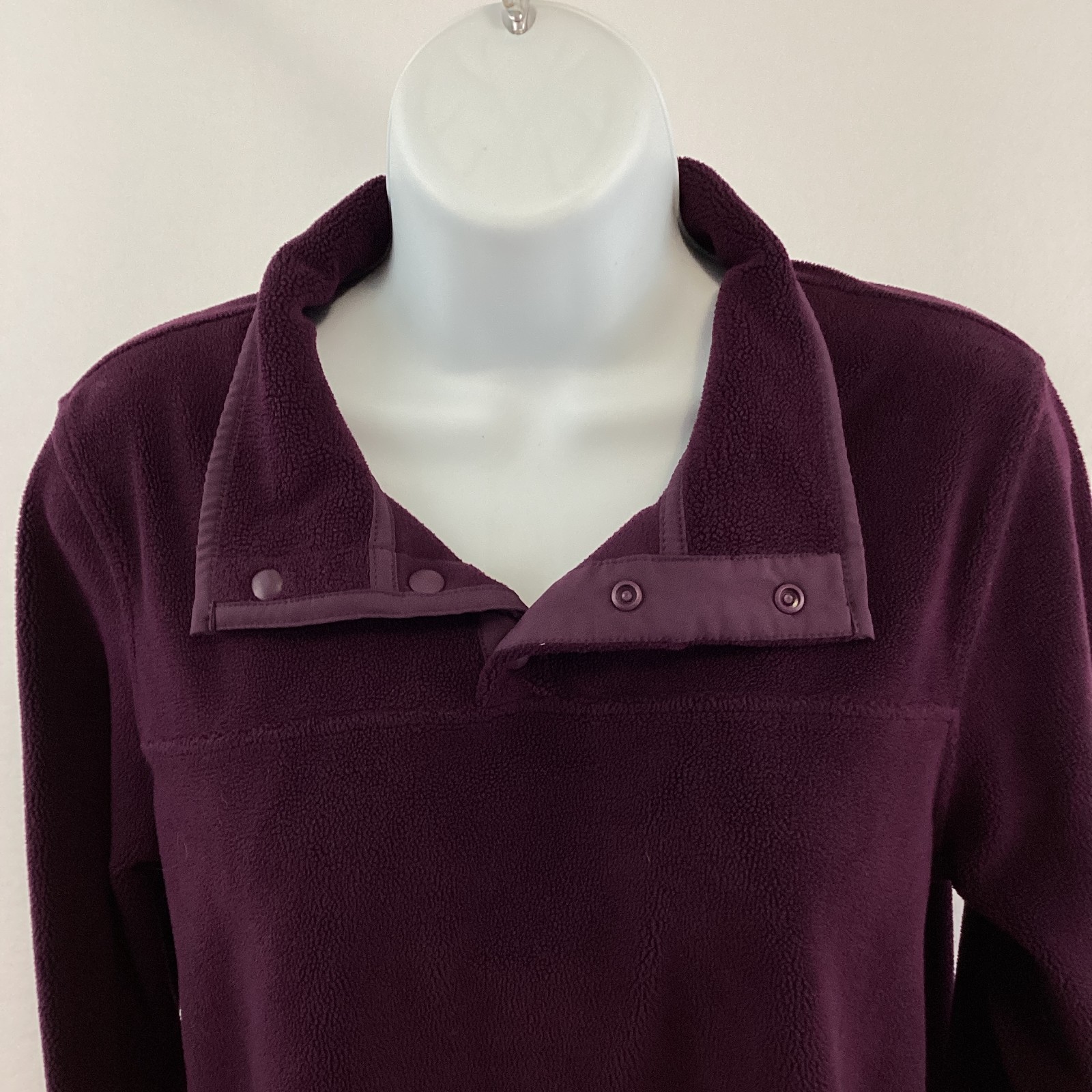 32 Degrees Heat Womens Small Plum Fleece Pullover 1/4 Snap Mock Neck Cozy