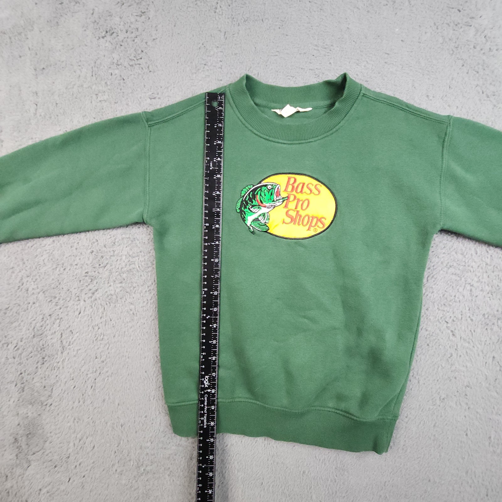 Bass Pro Shops Sweatshirt Mens Small Green Crewneck Pullover Logo Cotton Blend