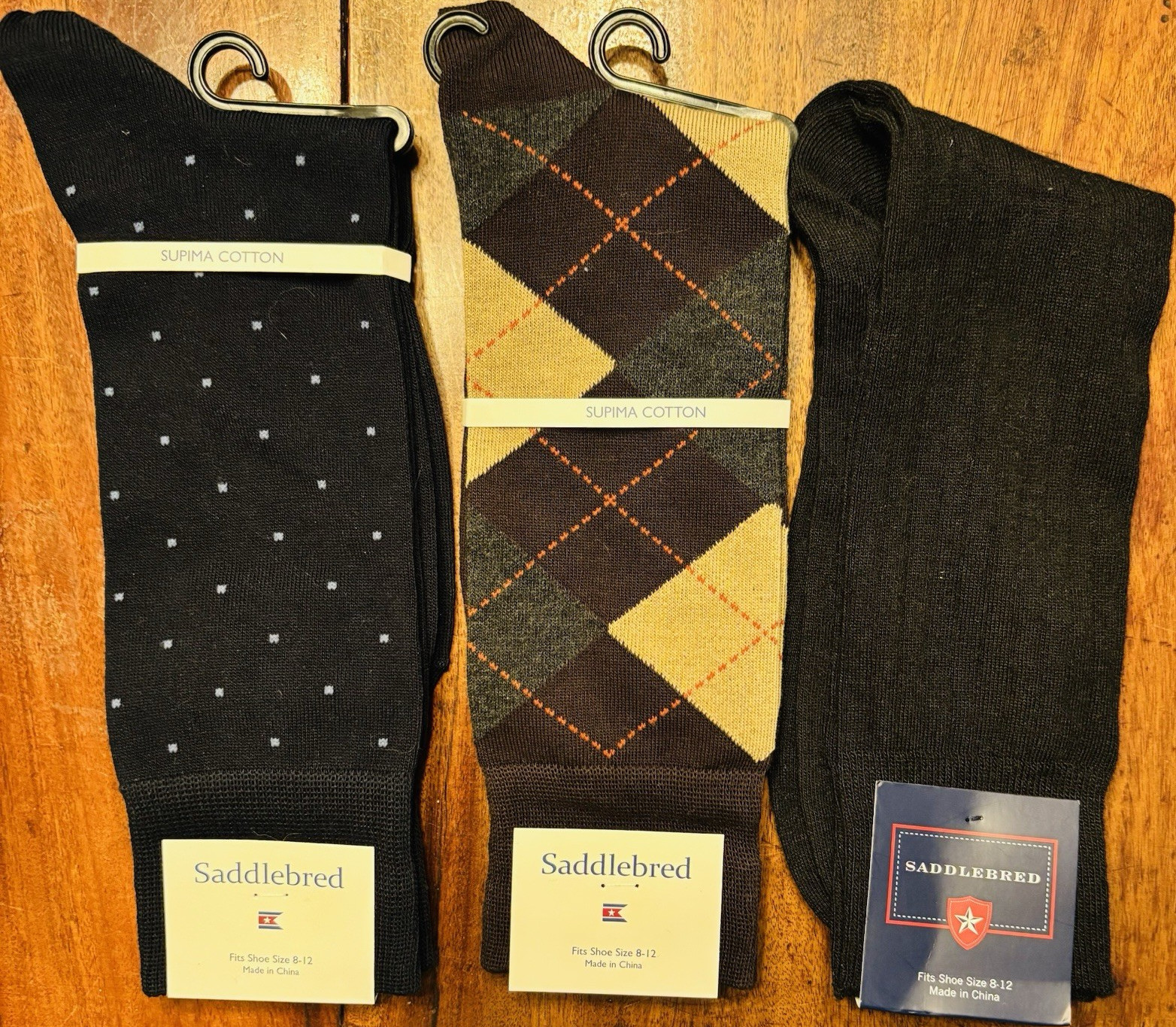 Saddlebred Men’s Dress Socks 3 Pairs-Navy, Black, & Brown/Multicolor 8-12